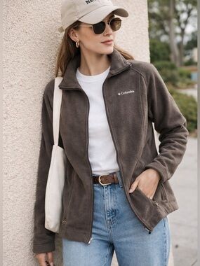 Columbia Brown Full-Zip Fleece Sweater